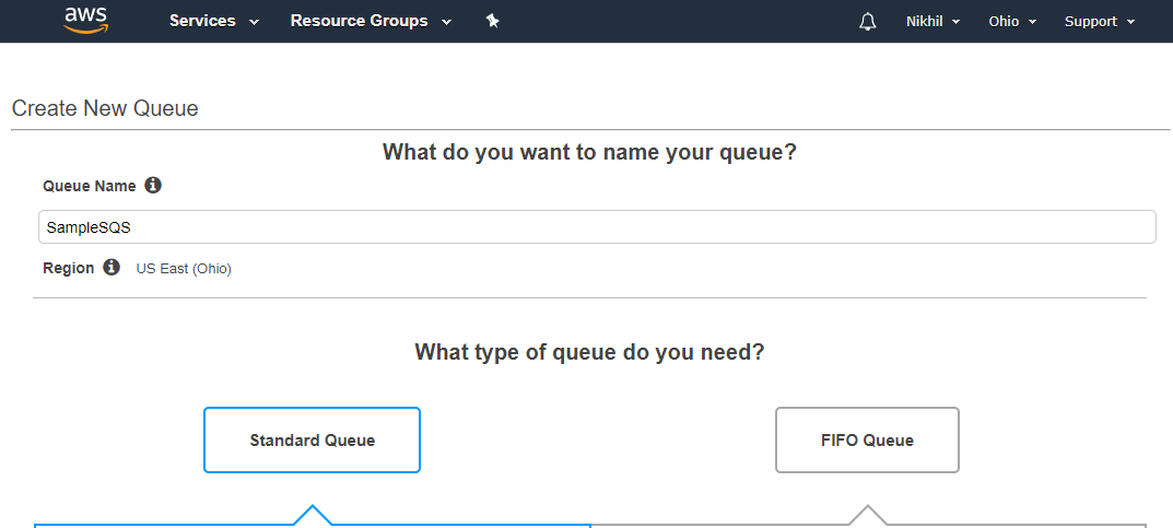 Create new SQS queue in AWS
