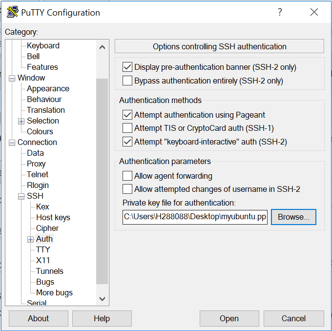 Loading ppk file to PuTTY configuration