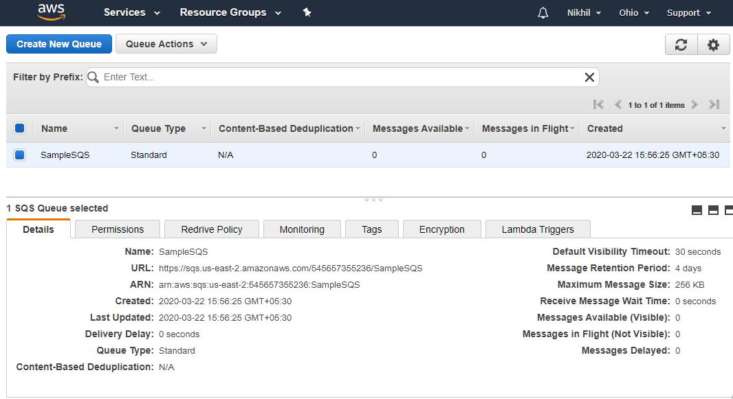 SQS queue in AWS