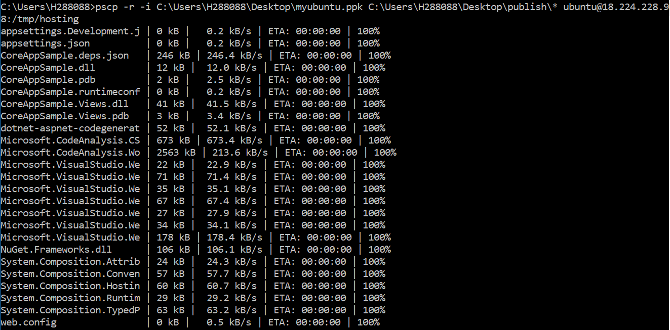 Uploading files to Ubuntu from Windows using pscp